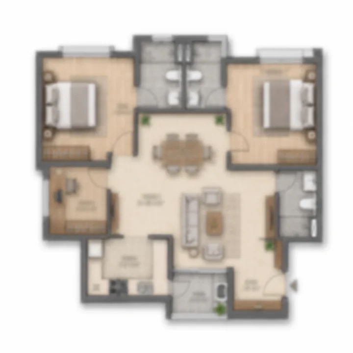 Embassy Millennium 2.5 BHK apartment floor plan, indicative 1,150 to 1,350 sq ft, two bedrooms plus a study